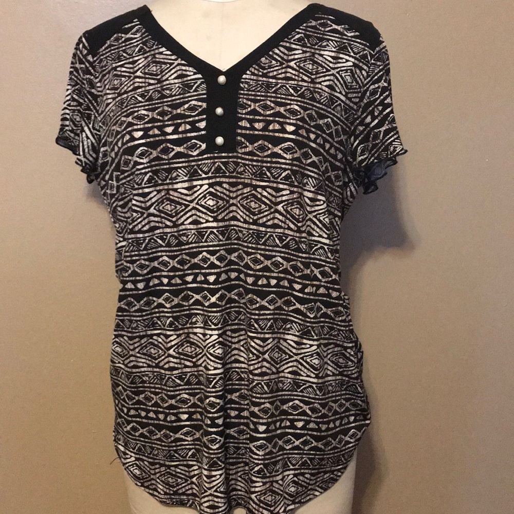 Black Print Top